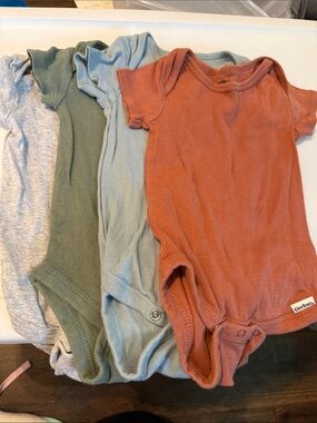 Gerber Short-Sleeve One-Piece Bodysuits in Rust, Sage, Light Blue, Heather Gray